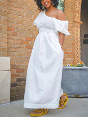 Kleid mit Puffärmeln, Cut-out-Taille