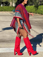 Poncho de punto con flecos