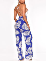 Ärmelloser Jumpsuit mit Patchwork-Schlitz