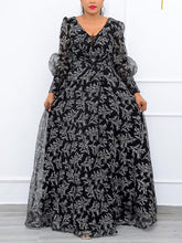 V Neck Long Sleeve Party Dress