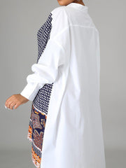 Modisches Hemdkleid mit bedrucktem Kragen