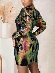 Minikleid mit Puffärmeln und Pailletten