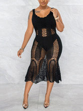 Gehäkeltes, ausgehöhltes Midikleid