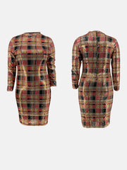 Vestido largo de lentejuelas a cuadros