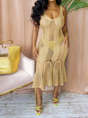 Strandkleid mit hohlem Häkelmuster