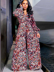 Wide Leg Pants Printed Jumpsuit