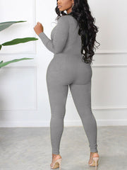 Jumpsuit mit V-Ausschnitt und Reißverschluss vorne