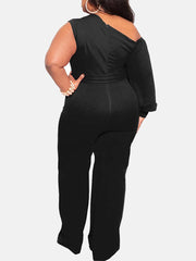 One Shoulder Belted Jumpsuit
