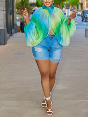 Asymmetrisches Chiffon-Oberteil mit Schlitz