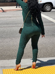 Einfarbiger, gestrickter Overall mit Karomuster