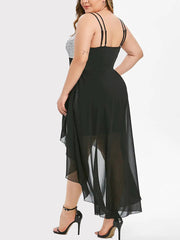 High Low Pailletten Maxi Cocktailkleid