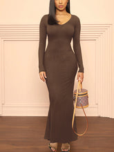 Ribbed Knitted Bodycon Mermaid Maxi Dress