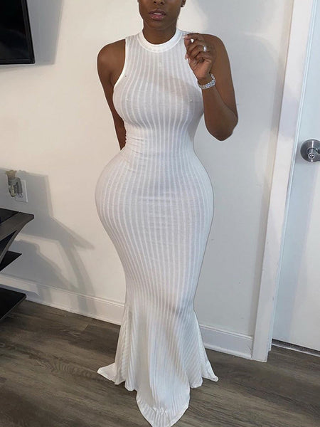 maxi ribbed bodycon dress