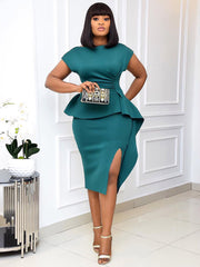 Vestido formal de moda con abertura sexy