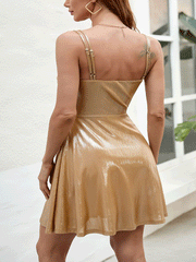 Sparkly Spaghetti Strap Mini Dress