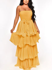 Lagen-Maxikleid mit Rüschen