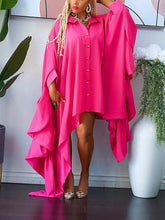 Asymmetrisches Hemdblusenkleid mit Fledermausärmeln