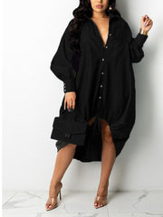 Langärmliges Hemdkleid mit Umlegekragen