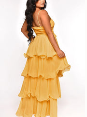 Lagen-Maxikleid mit Rüschen