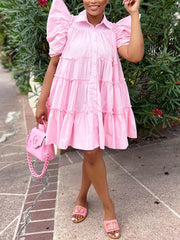 Hemdkleid mit Puffärmeln und Rüschen