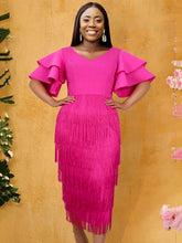 Midikleid mit Rüschenfransen