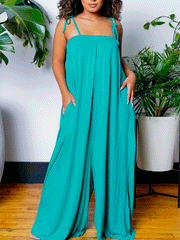 Lässiger Jumpsuit mit weitem Bein und Taschen