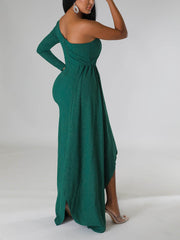 Glitter One Shoulder Formal Dress