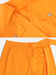 Ärmelloser Body mit V-Ausschnitt und Wickelrock-Set