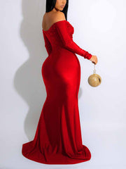 Off The Shoulder High Slit Mermaid Dress