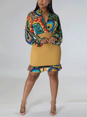 Minivestido con volantes y patchwork floral