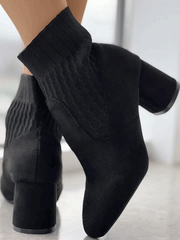 Botines gruesos con punta cuadrada y diseño de patchwork