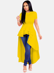 Kurzärmliges Tunika-Shirt mit Rüschen