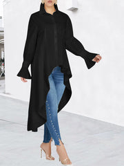 Blusas con volantes y dobladillo alto y bajo