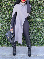 Asymmetrische Rollkragenoberteile mit Schlitz