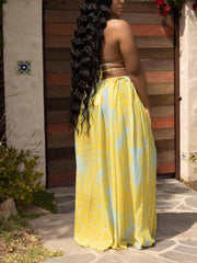 Vestido halter con aberturas y estampado floral