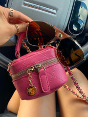 Mini-Tasche aus Leder mit Rautenmuster