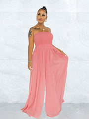 Lässiger, lockerer, trägerloser Chiffon-Overall