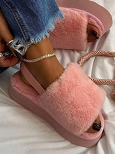 Plateau-Slipper mit Fell