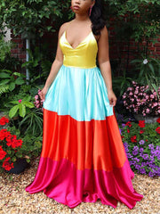 Satin-Kleid in Farbblock-Optik