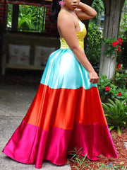 Satin-Kleid in Farbblock-Optik