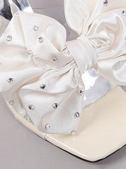 Sandalias decorativas con lazo de seda y diamantes de imitación