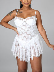 Spitzenkleid mit Spaghettiträgern