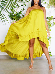 Trägerloses High-Low-Kleid aus Satin