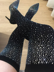 Botas altas hasta el muslo con decoración de diamantes de imitación