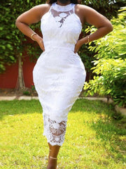 Ärmelloses Partykleid aus Spitze