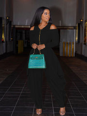 Jumpsuit mit kaltem Schulterbereich und Frontreißverschluss