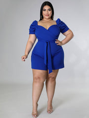 Jumpsuit mit Puffärmeln und einfarbiger Optik