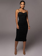 Vestido midi ajustado con tirantes finos