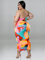 Vestido midi con estampado de un solo hombro