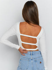 Hollow Out Drawstring Mini Crop Top
